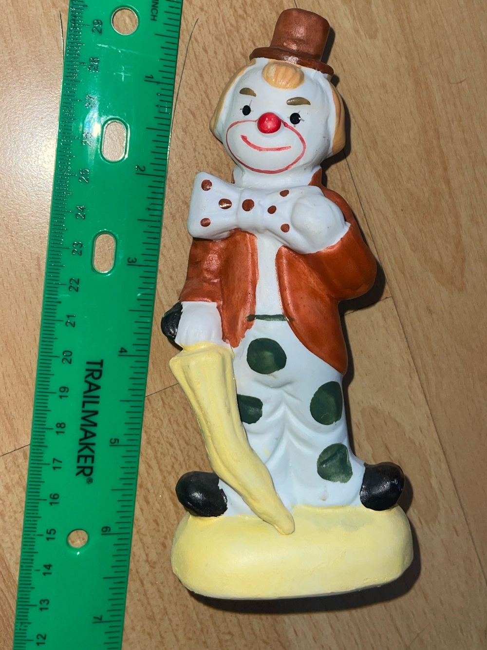 Clown Figurine Ceramic Home Accent in White, Orange and Yellow
